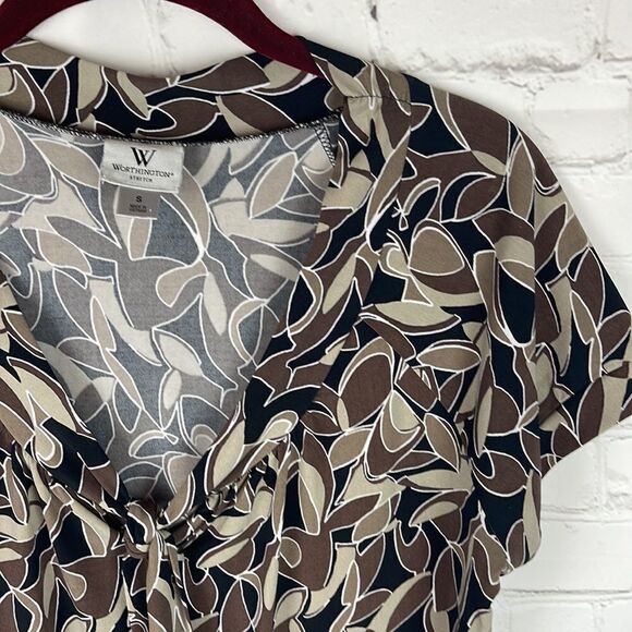 Worthington Black and Brown Patterned Blouse Size Small - Picture 6 of 6